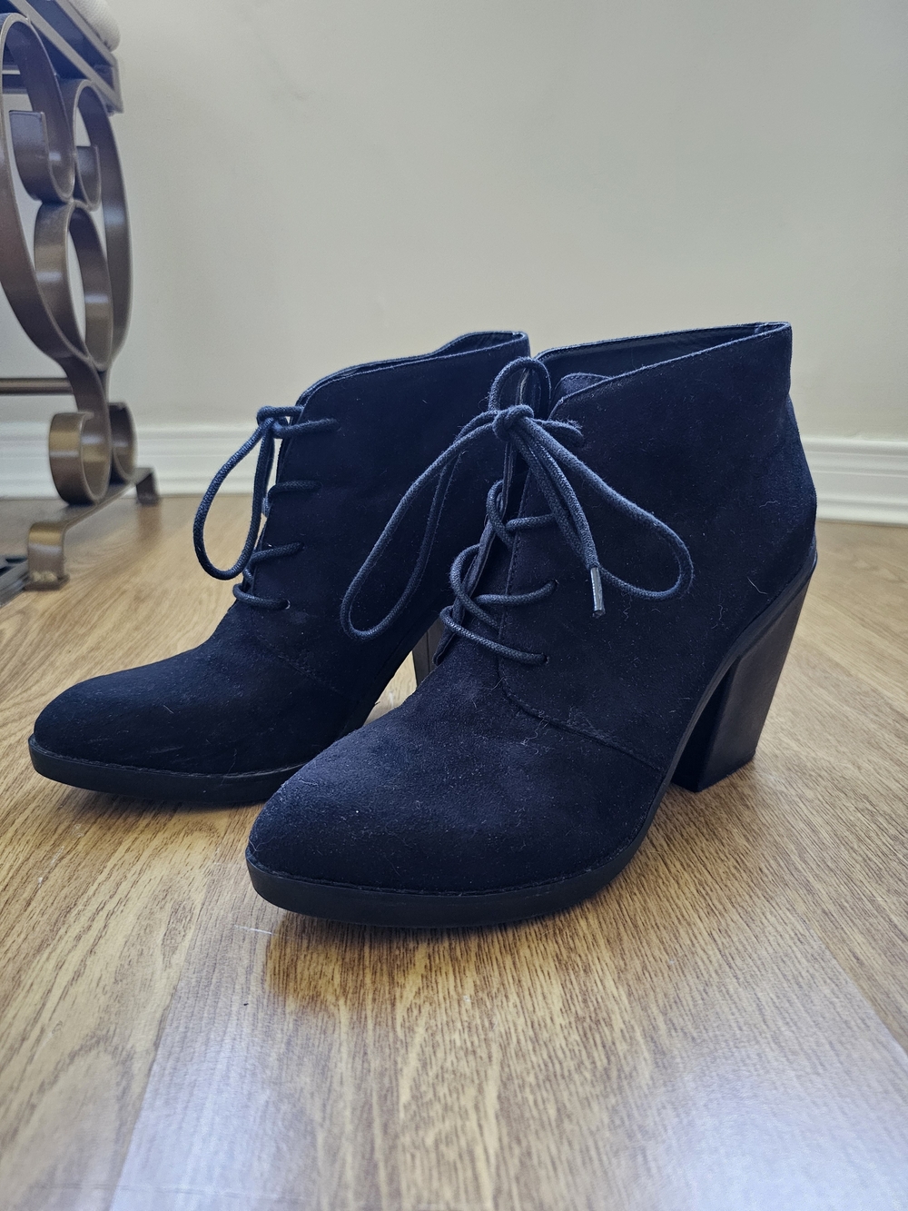 Steve Madden Lace-Up Suede Ankle Booties - Black